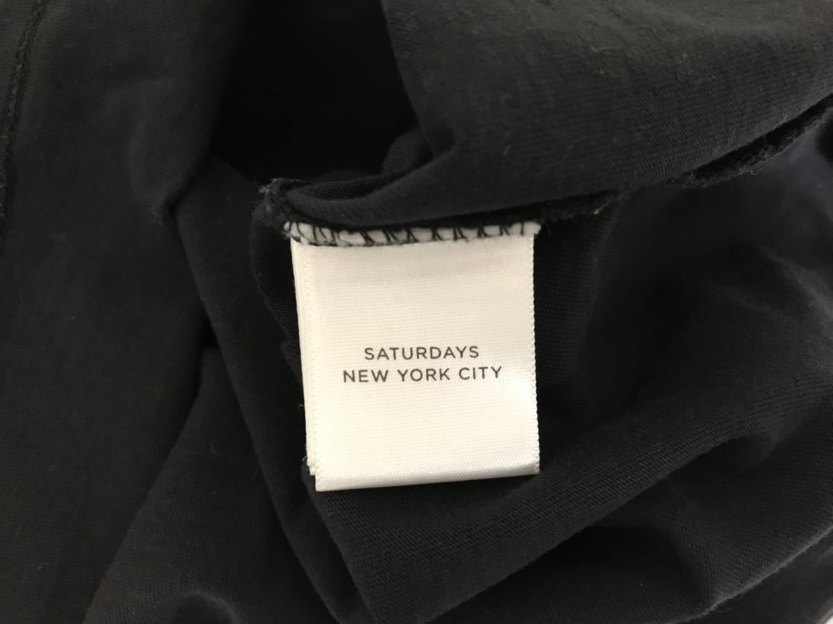 本物サタデーズニューヨークシティSaturdaysNewYorkCityコットンロゴ刺繍半袖Tシャツメンズアメカジサーフミリタリースーツ黒ブラックS