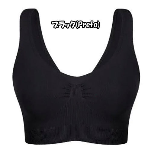 ブラジャー パットなし 下着 インナー ノンワイヤー ストラップ調整不可 スポーツブラ 　ブラック(Preto) Mサイズ 47180_画像3