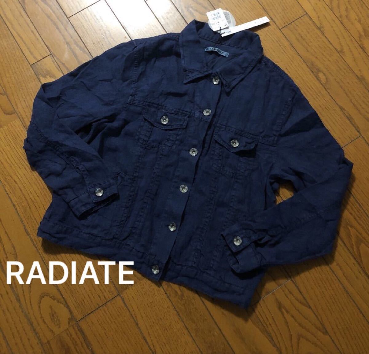 新品タグ付17000円 RADIATE ワッシャー加工リネンGジャン風ジャケット 麻100 デニムジャケット　インディゴ