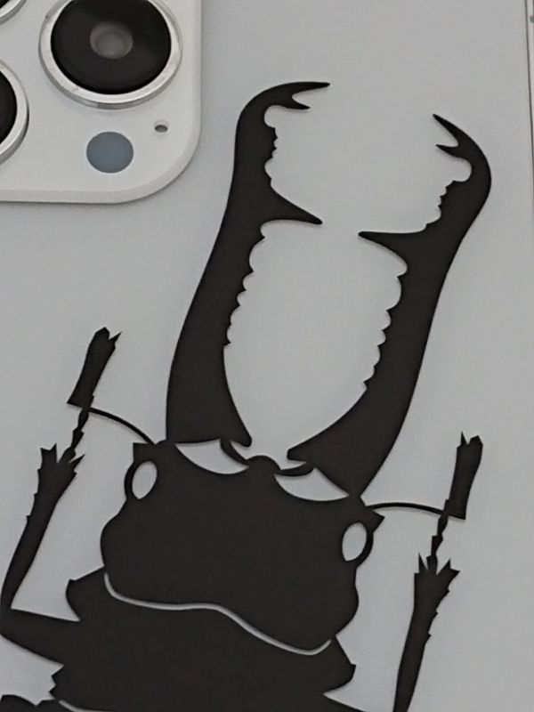 ●甲虫シール　アクティオンゾウカブト　黒　原寸大　カッティング　ステッカー　送料無料　車・バイク　スマホ　Android・iPhone　_画像1