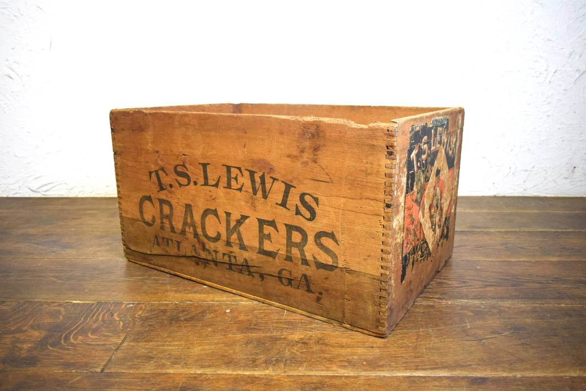 品多く ビンテージ T.S.Lewis Crackers 木箱 インテリア ウッドボックス ディスプレイ アメリカンヴィンテージ 木製 西洋
