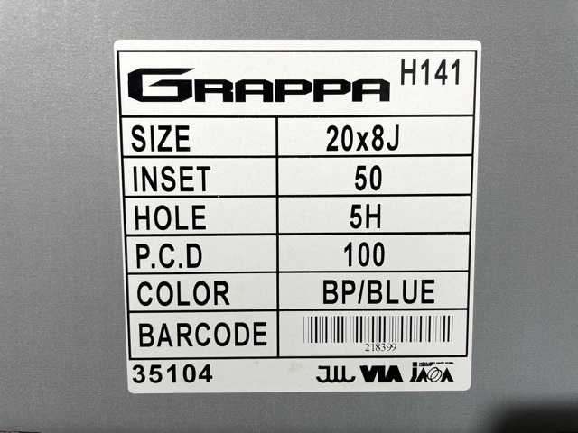 ☆送料込み☆ PREMIX GRAPPA グラッパ 20インチ 8.0J 5穴 PCD 100
