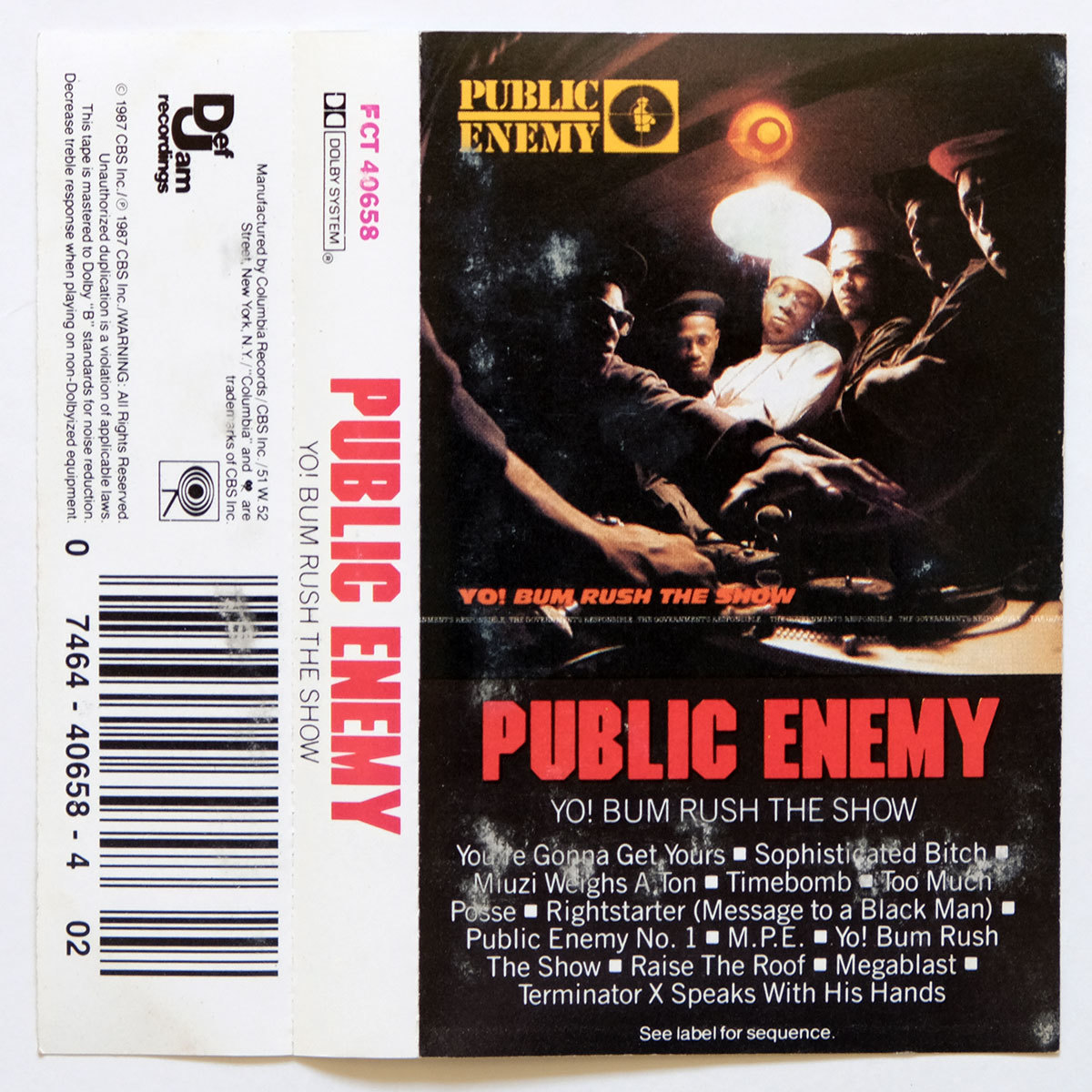 《USオリジナル初版カセットテープ》Public Enemy●Yo! Bum Rush The Show●パブリック エナミー_画像7