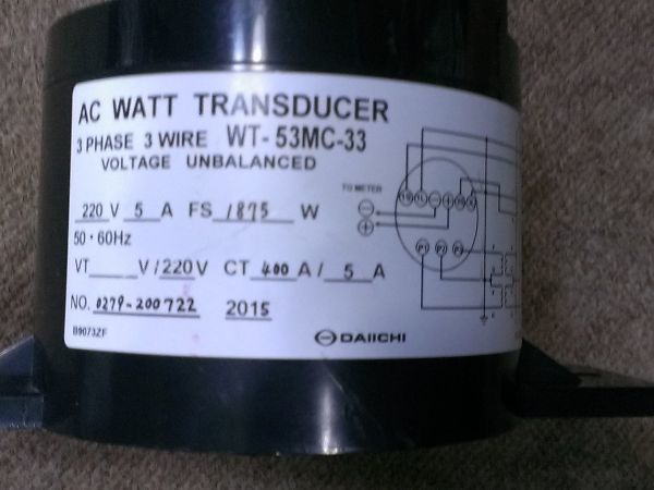 電子部品、パーツなど・・/　　DAIICHI AC WATT TRANSDUCER WT-53MC-33 未使用　WJ05_画像2
