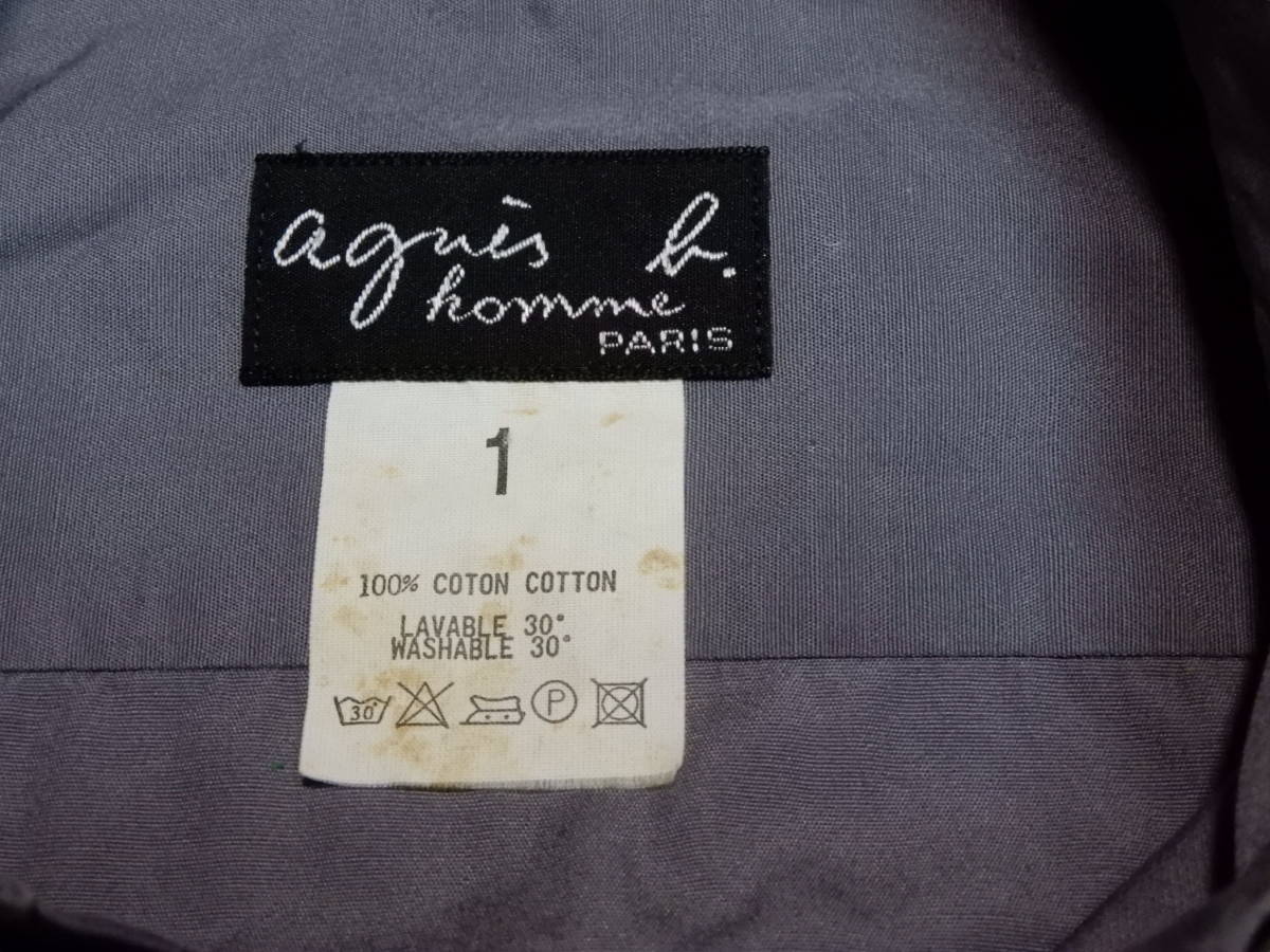 [ бесплатная доставка ] для мужчин и женщин OK: Agnes B Homme :agnes b. HOMME! короткий рукав хлопок 100%: серый простой рубашка * размер 1: с дефектом 