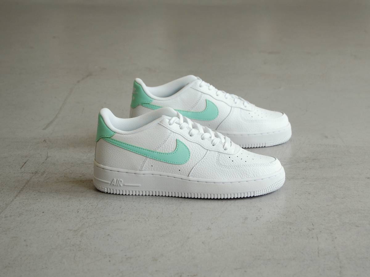 air force 1  gs★US5★検索用,エア,フォース,ワン,ロー,レザー,白,ホワイト,ミント,グリーン,ブルー,ターコイズ,水色,海外,限定,未発売