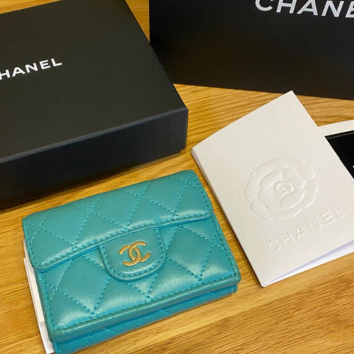 美品】CHANEL シャネル 三つ折り財布 コンパクト ウォレット 美品】CHANEL シャネル 三つ折り財布 コンパクト ウォレット