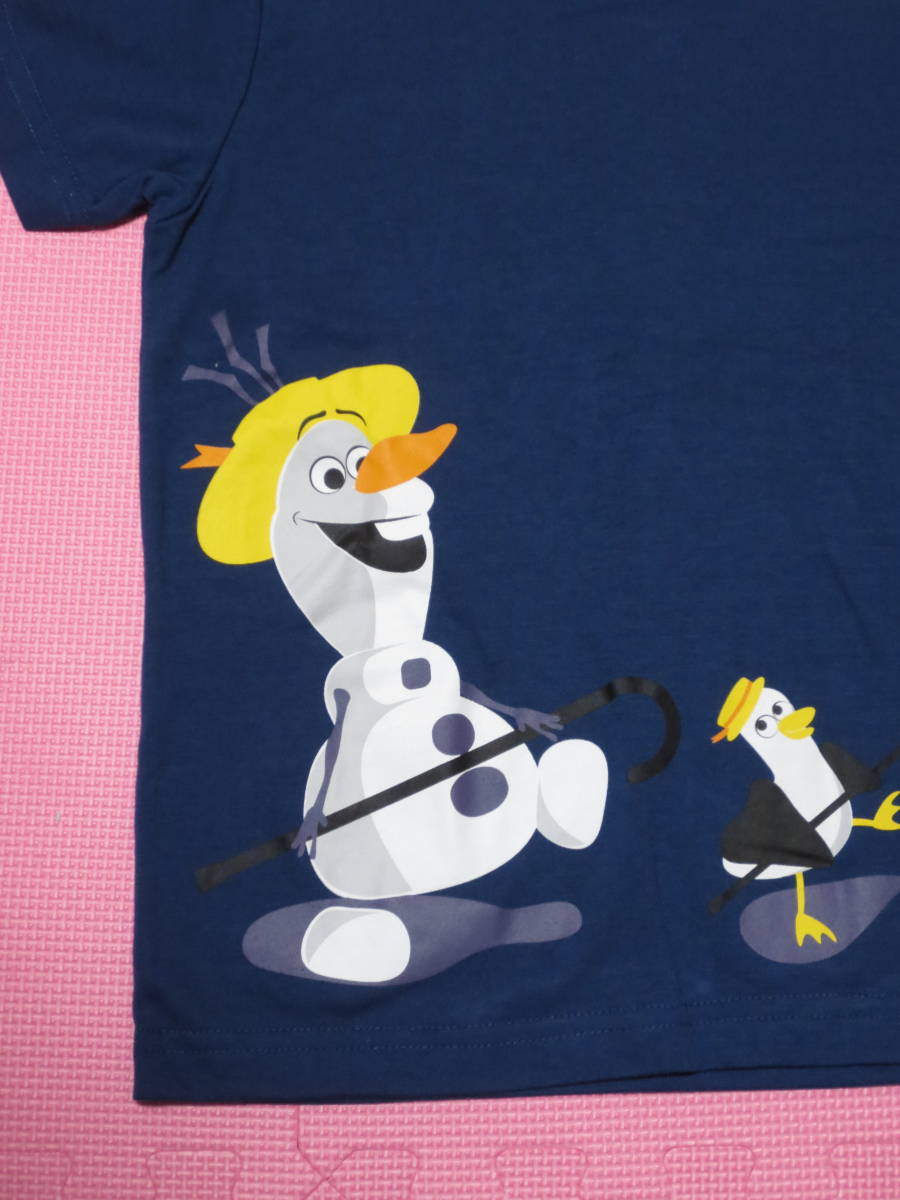 新品 140 130cm Frozen あこがれの夏 かわいいイラスト アナと雪の女王 アナ雪 オラフ ディズニー 半袖tシャツ 夏物 女の子 男の子 紺 New限定品 アナと雪の女王