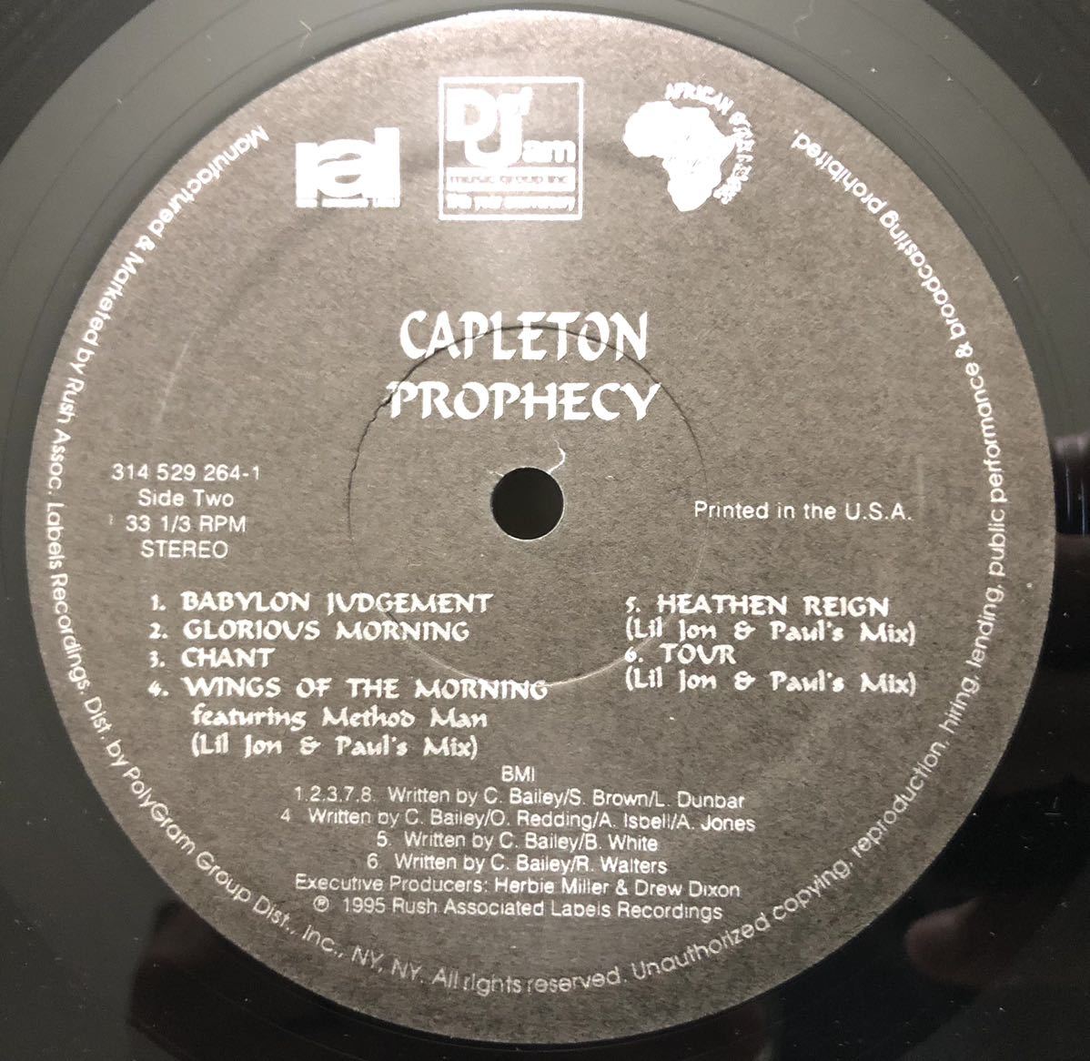 レア 倉庫出 製品先行Promo 1995 Capleton / Prophecy Original US LP Rush Associated Labels Ral 90s Ragga Hiphop Dancehall 絶版_画像3