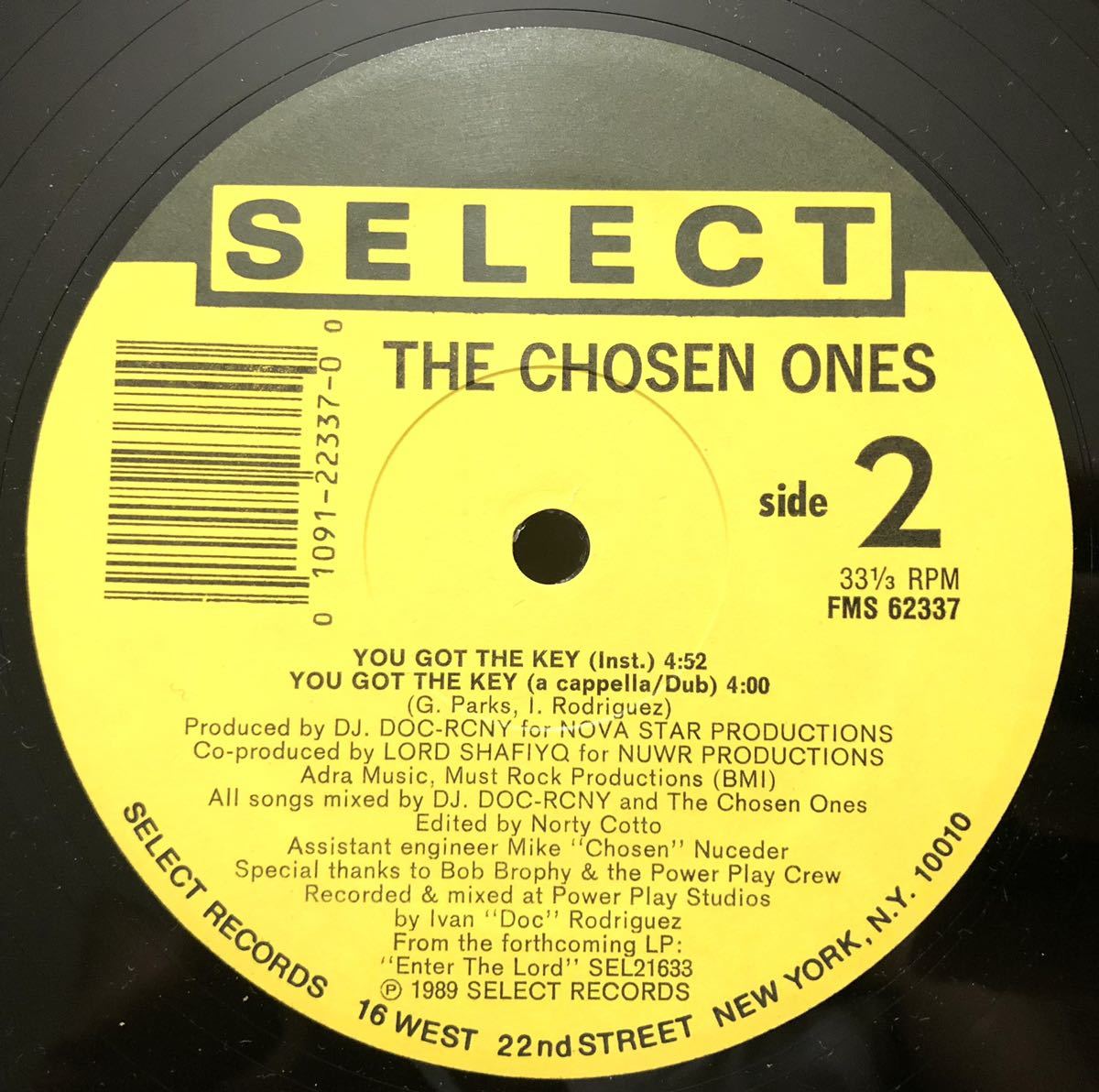 レア ラスト 倉庫出 当時物 オリジナル 1989 The Chosen Ones / You Got The Key Original US 12 Select FMS 62337 80s 90s ミドル NYC_画像2