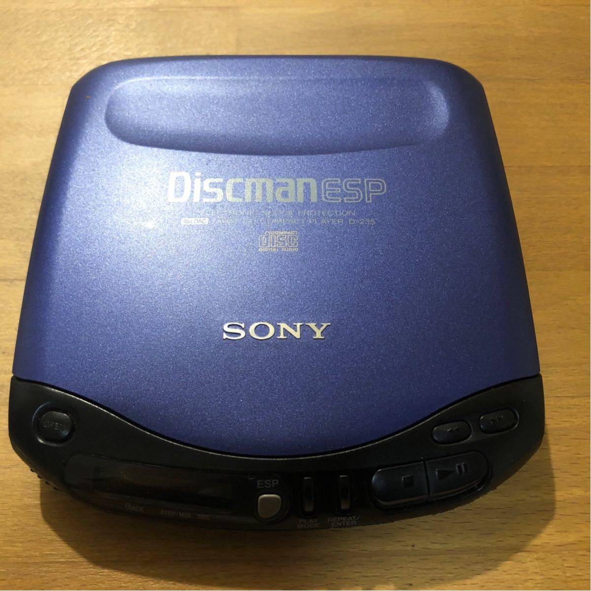 SONY ソニー ディスクマン ESP ポータブルCDプレーヤー CDウォークマン D-235 通電確認済み 新作