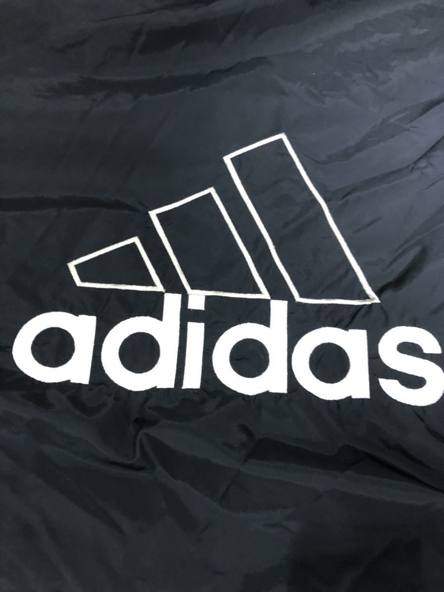 adidas アディダス　ベンチコート　ナイロンジャケット　中綿　ブラック　Lサイズ 国旗タグ　フード付き　ヴィンテージ_画像7