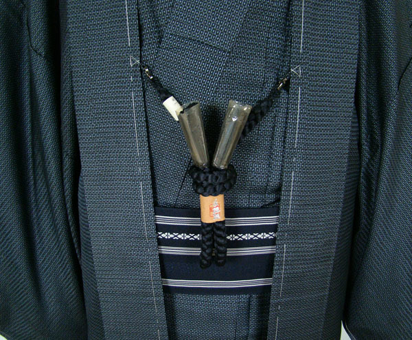 男物 １００亀甲織 近代お召紬 アンサンブル 未使用 しつけ糸付き 両面