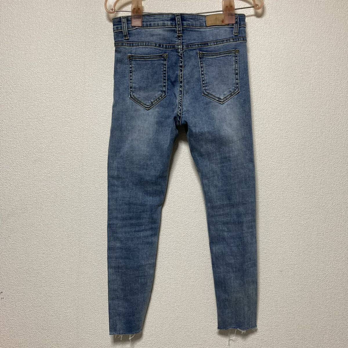 WAWA jeans ダメージスキニーデニムパンツ サイズ55 レディース ライトブルー 送料230円_画像2