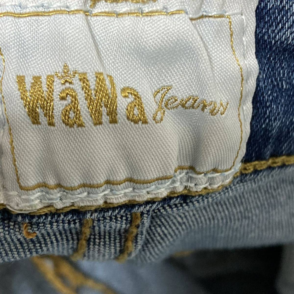 WAWA jeans ダメージスキニーデニムパンツ サイズ55 レディース ライトブルー 送料230円_画像7