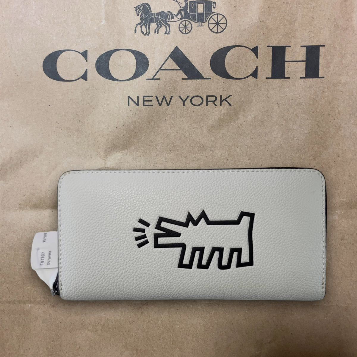 coach キース・ヘリング Keith Haring コラボ ペブルド レザー アコーディオン ジップ アラウンド_画像1