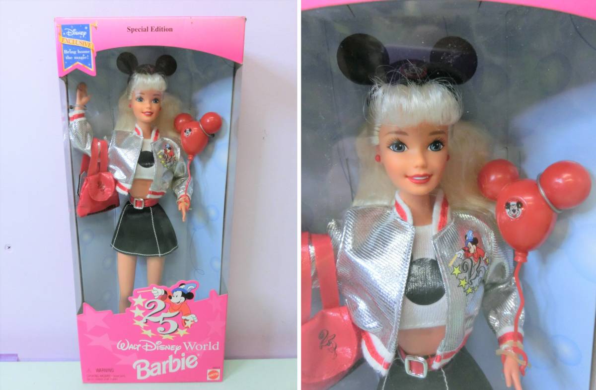 バービー 1996年 ウォルトディズニーワールド 25周年 Disney 人形 マテル 90s バルーン ミッキー◆Barbie ビンテージ ファンキャップ 風船