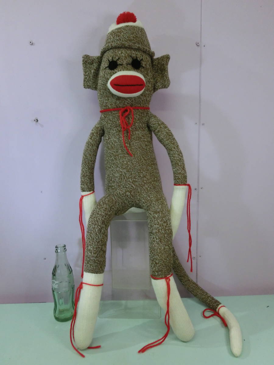 ソックモンキー◆ビンテージ 超特大ぬいぐるみ人形 ソックスモンキー BIG85cm 巨大サル 猿 sock monkey Plush stuffed toy