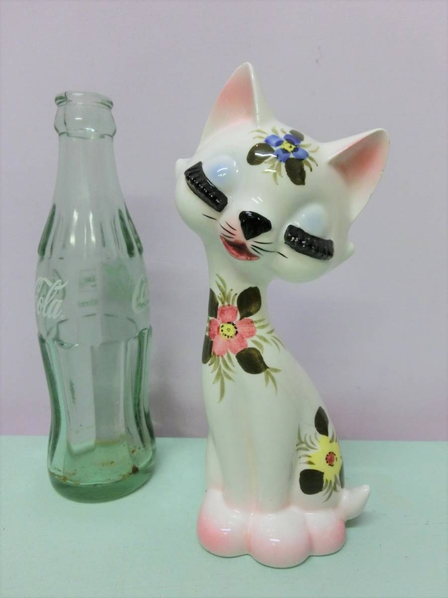 ビンテージ 陶器 猫 フィギュア アンティーク 置物 ネコ USA VINTAGE 日本製 Figure cat kitty 人形 ドール 昭和レトロ 雑貨 インテリアの画像1