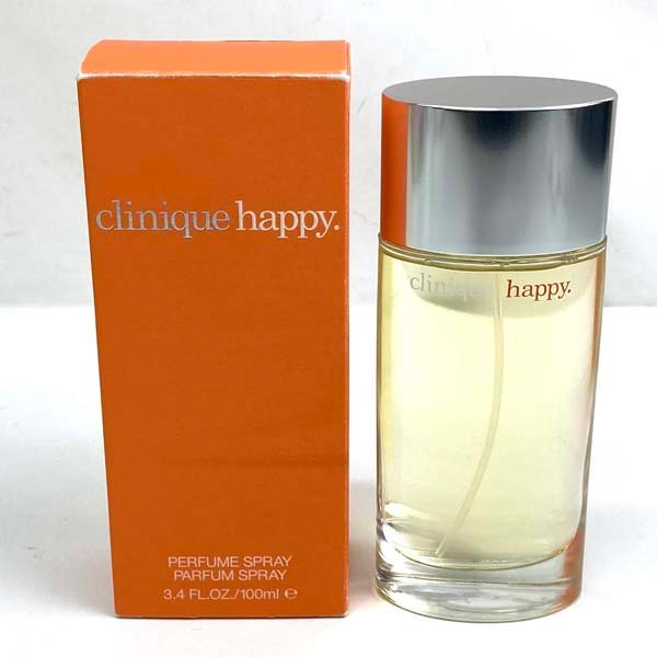 e)クリニーク CLINIQUE ハッピー happy 香水 100ml スプレータイプ 中古 ※残量たっぷり（90％以上） 箱有り_画像1