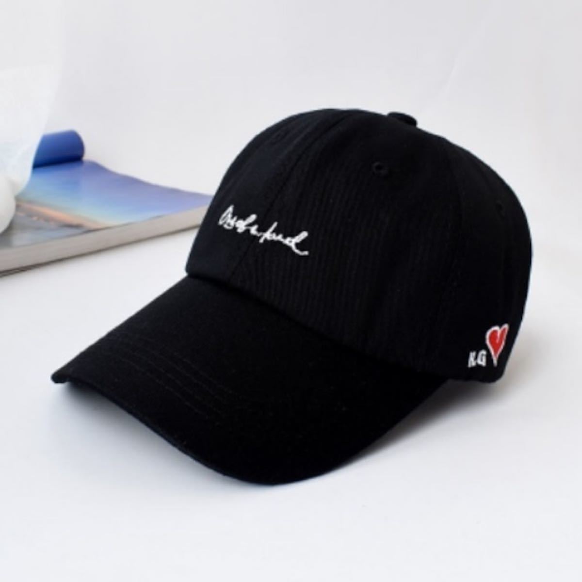 帽子 黒 飾り ユニセックス キャップ ブラック ストリート 韓国