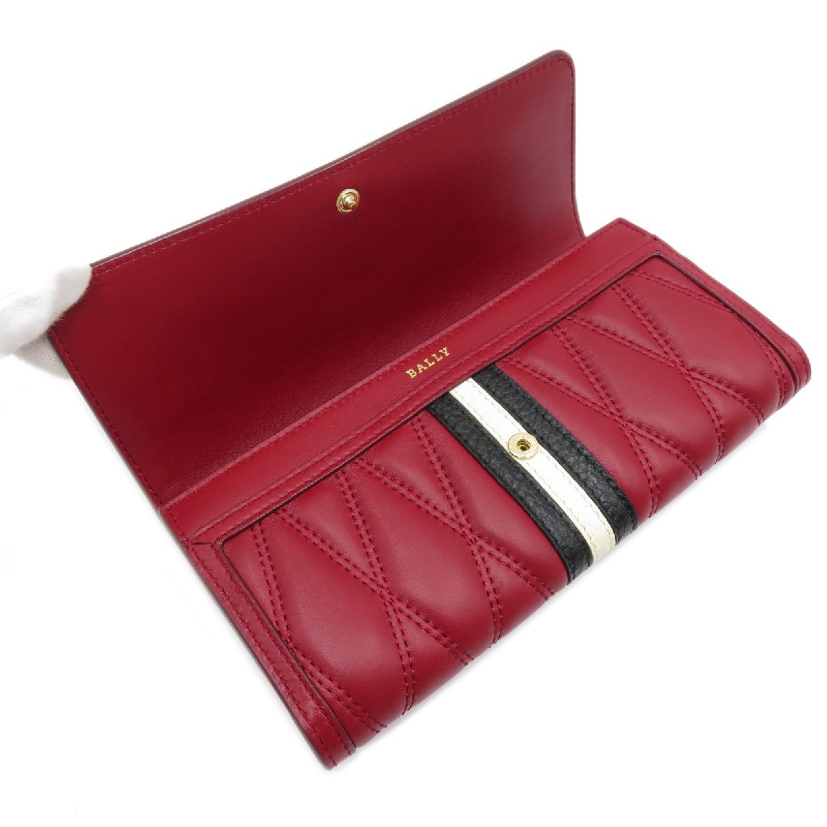 BALLY バリー 二つ折り財布 ディニー ZIP長財布 レッド系 カーフ(牛革