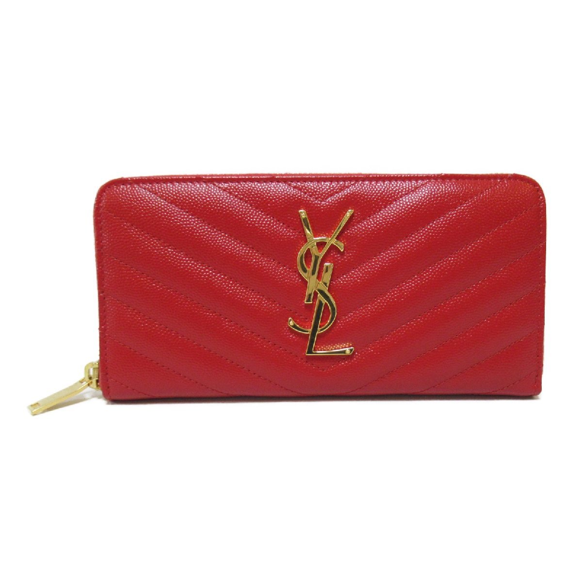 SAINT LAURENT サンローラン 二つ折り長財布 ラウンド長財布 レッド系