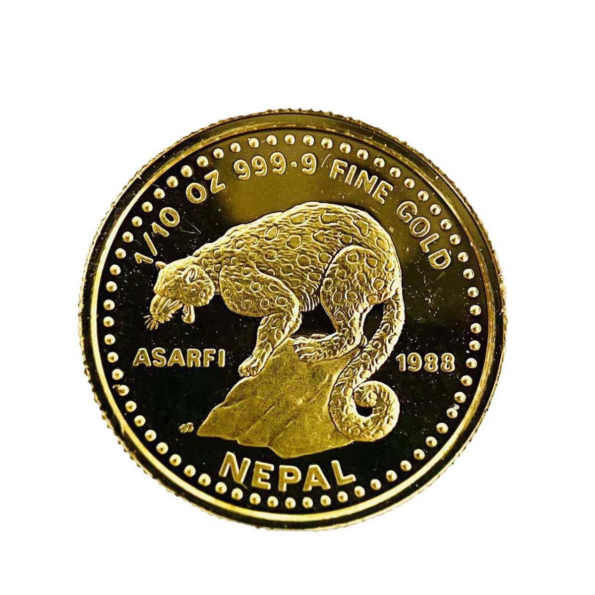 ネパール金貨 虎 1988年 24金 純金 1/10オンス 3.1g コイン イエローゴールド コレクション Gold