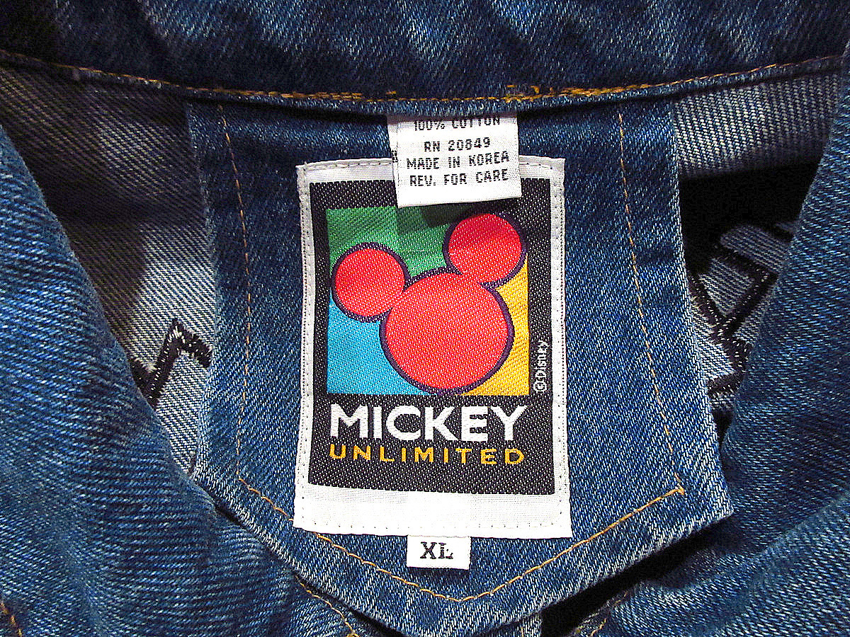 ビンテージ90’s●DEADSTOCK MICKEY UNLIMITED 4つポケットデニムジャケットsize XL●220825s6-m-jk-dnm 1990sミッキーマウス_画像3