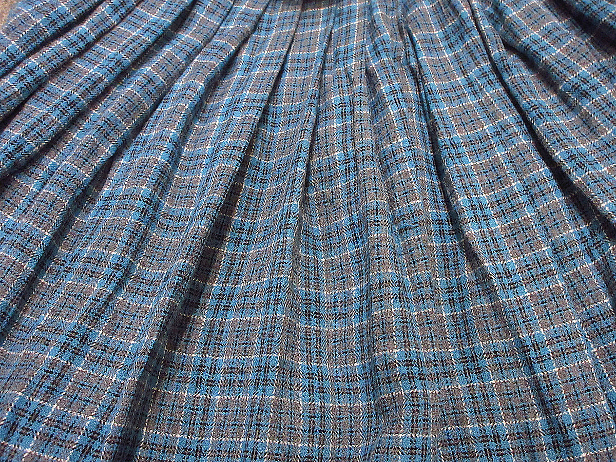 Vintage 50\'s* Kids check no sleeve One-piece *220829i3-k-drs 1950s child clothes rayon cotton blue light blue 