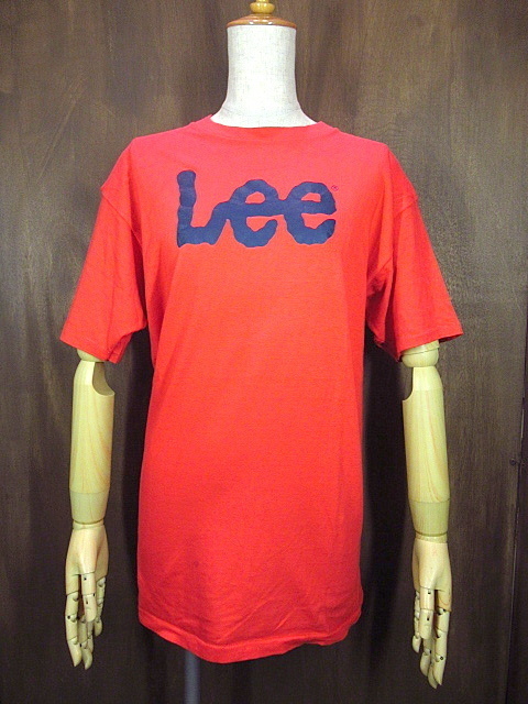 ビンテージ80’s★LeeロゴプリントTシャツ赤size L★190909n5古着半袖レッドコットンUSAリー_画像1