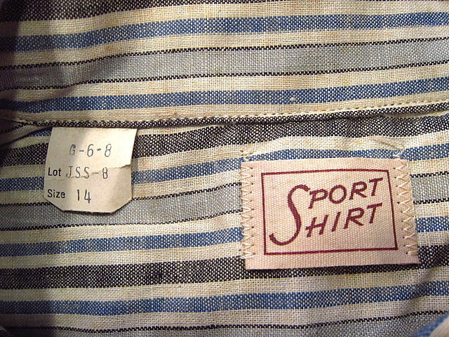 ビンテージ40's★DEADSTOCK SPORT SHIRTボーイズストライプループカラーシャツ14★デッドストック1940sキッズ長袖シャツボックスシャツ_画像5