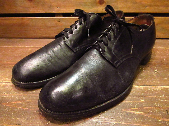 ビンテージ40's★プレーントゥシューズ黒10D★1940s革靴メンズドレスシューズレザー