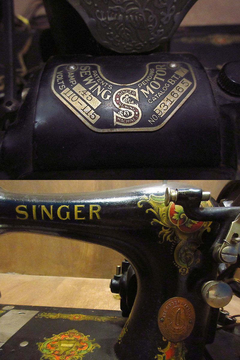  Vintage 20\'s*SINGER дерево с футляром швейная машина *220802i8-otclct 1920s певец античный 