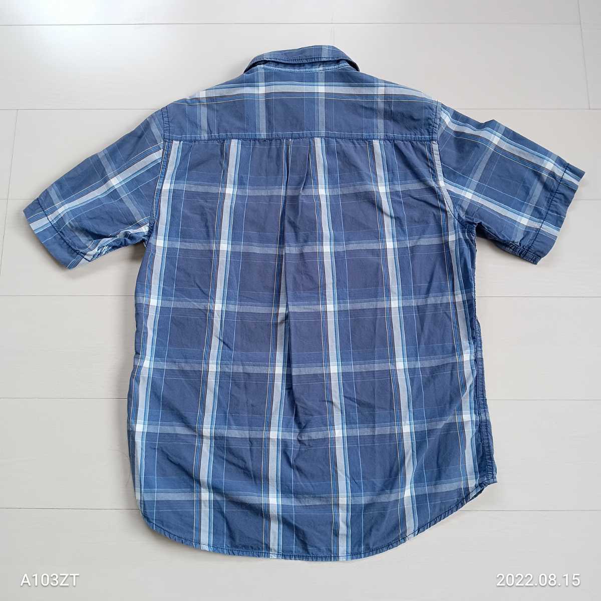017【格安】リーバイス Levi’s 半袖ボタンダウンシャツ メンズＬ グレーブルー/チェック柄 胸ポケット 赤タブ