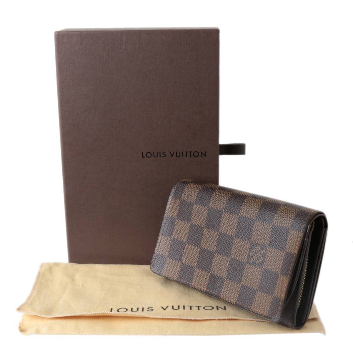 LOUIS VUITTON/ルイヴィトン ポルトフォイユ トレゾール 二つ折り財布 ダミエ エベヌ N61736 CA0036 ES Bランク_画像1