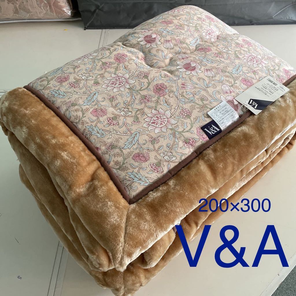 [ новый товар ]200×300 V&A прямоугольный котацу ватное одеяло Victoria & Alba -to бежевый стеганое полотно обработка товар Англия котацу futon 