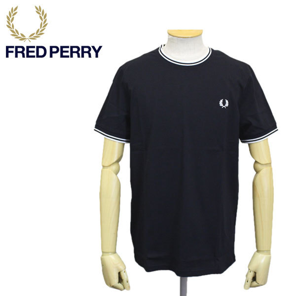 FRED PERRY (フレッドペリー) M1588 TWIN TIPPED T-SHIRT ティップライン クルーネックTシャツ FP439 102 BLACK XS_PERRY(フレッドペリー)正規取扱店THREEWOOD