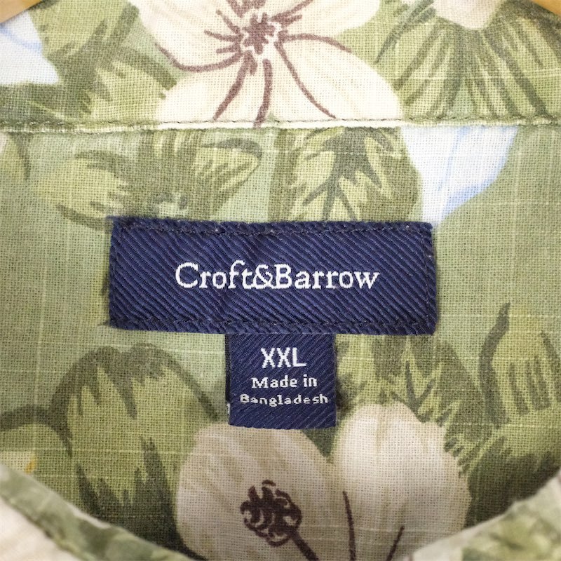 古着 大きいサイズ Croft & Barrow 半袖ハワイアンシャツ アロハシャツ メンズUS-2XLサイズ 総柄 グリーン系 tn-1308n_画像5