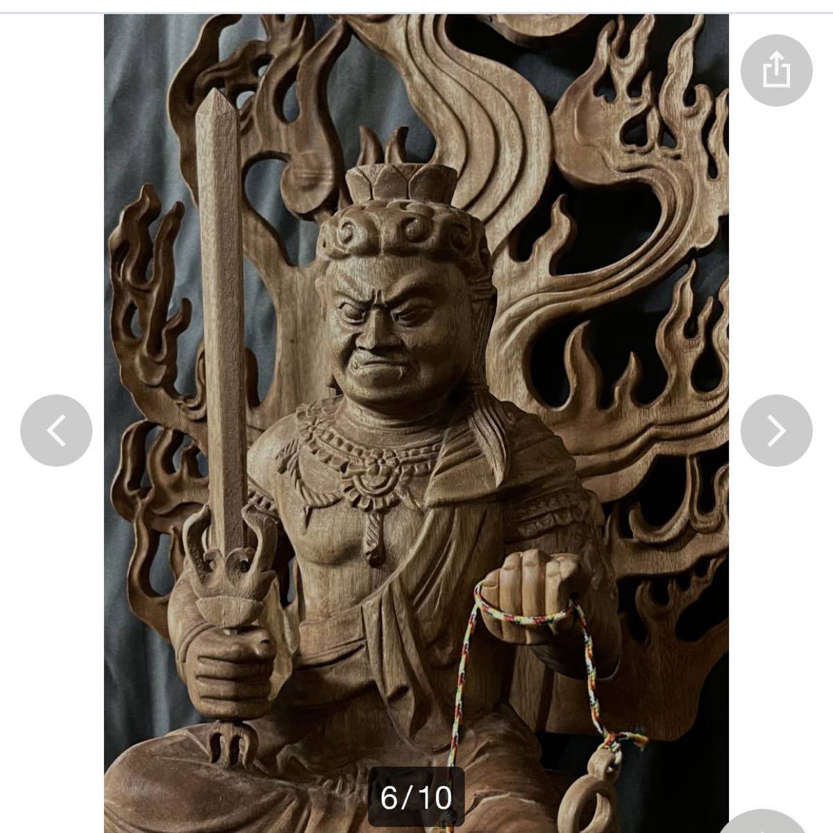 大型58cm 仏教工芸品 総楠製 井波彫刻 極上彫 木彫仏像 不動明王座像