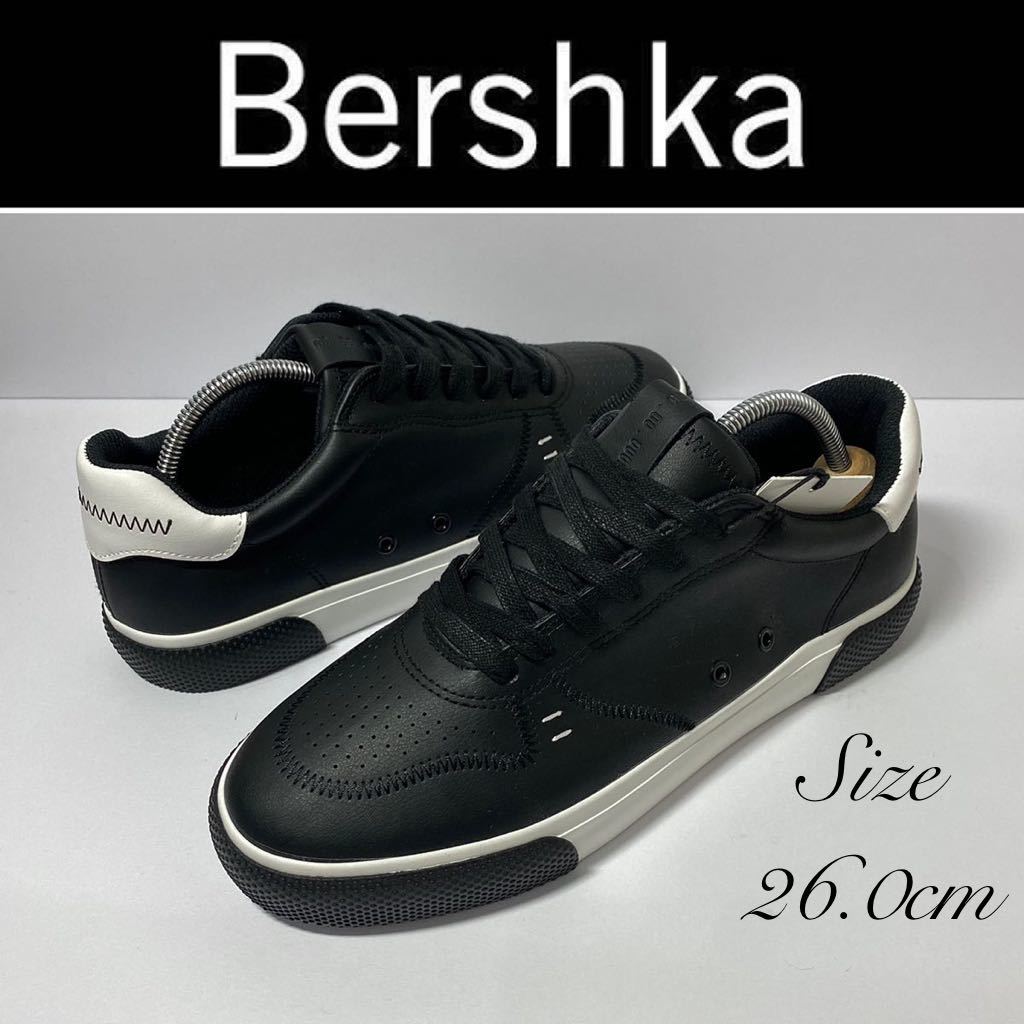 新品 Bershka PUレザースニーカー 26.0cm 40 BLACK/WHITE メンズ ベルシュカ スニーカー シューズ ローカット ZARA ザラ_画像1