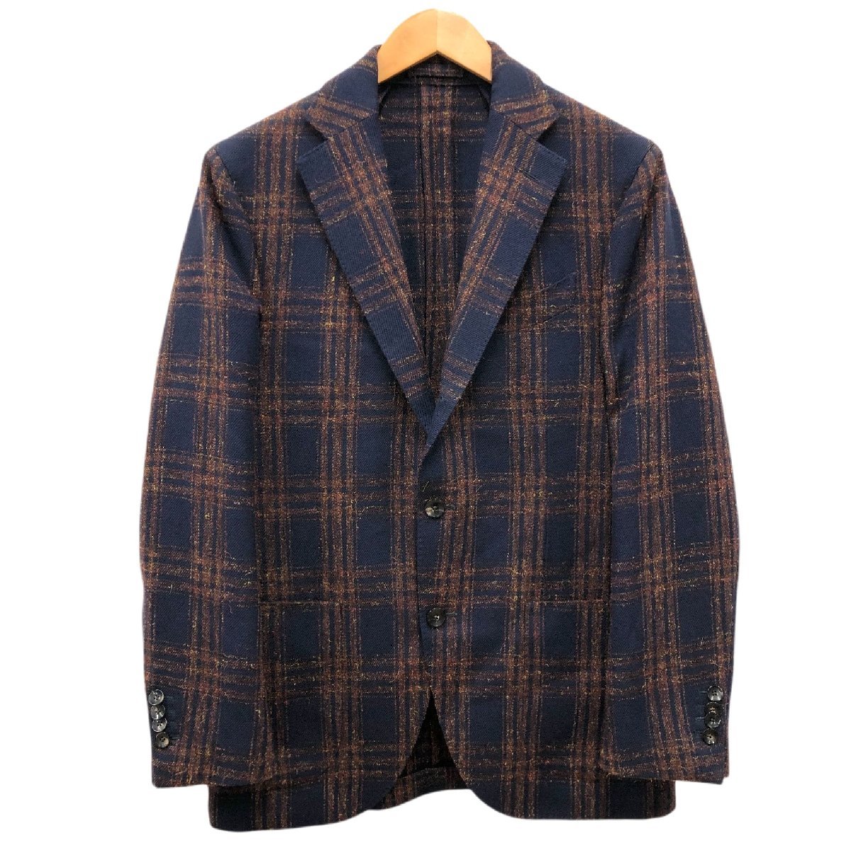 LARDINI ラルディーニ / イタリア製 ウール混 チェック柄 段返り3つ