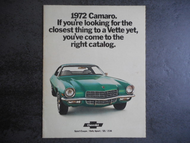 カタログ　シボレー　カマロ　１９７２年　コルベット　等　CHEVROLET　 1972　 CAMARO　 (２０)