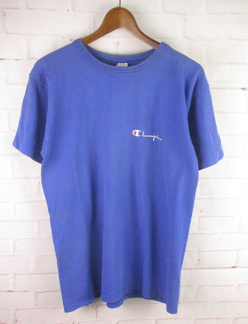 MST8596 1980's Champion チャンピオン Tシャツ トリコタグ MEDIUM ブルー系（クリックポスト可）_画像1