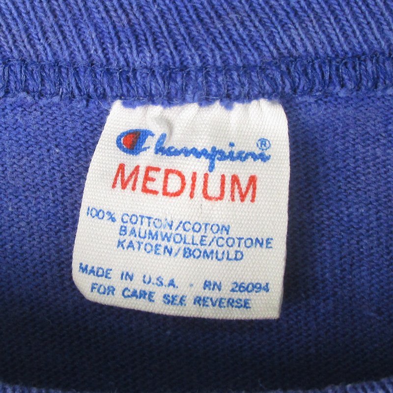 MST8596 1980's Champion チャンピオン Tシャツ トリコタグ MEDIUM ブルー系（クリックポスト可）_画像3