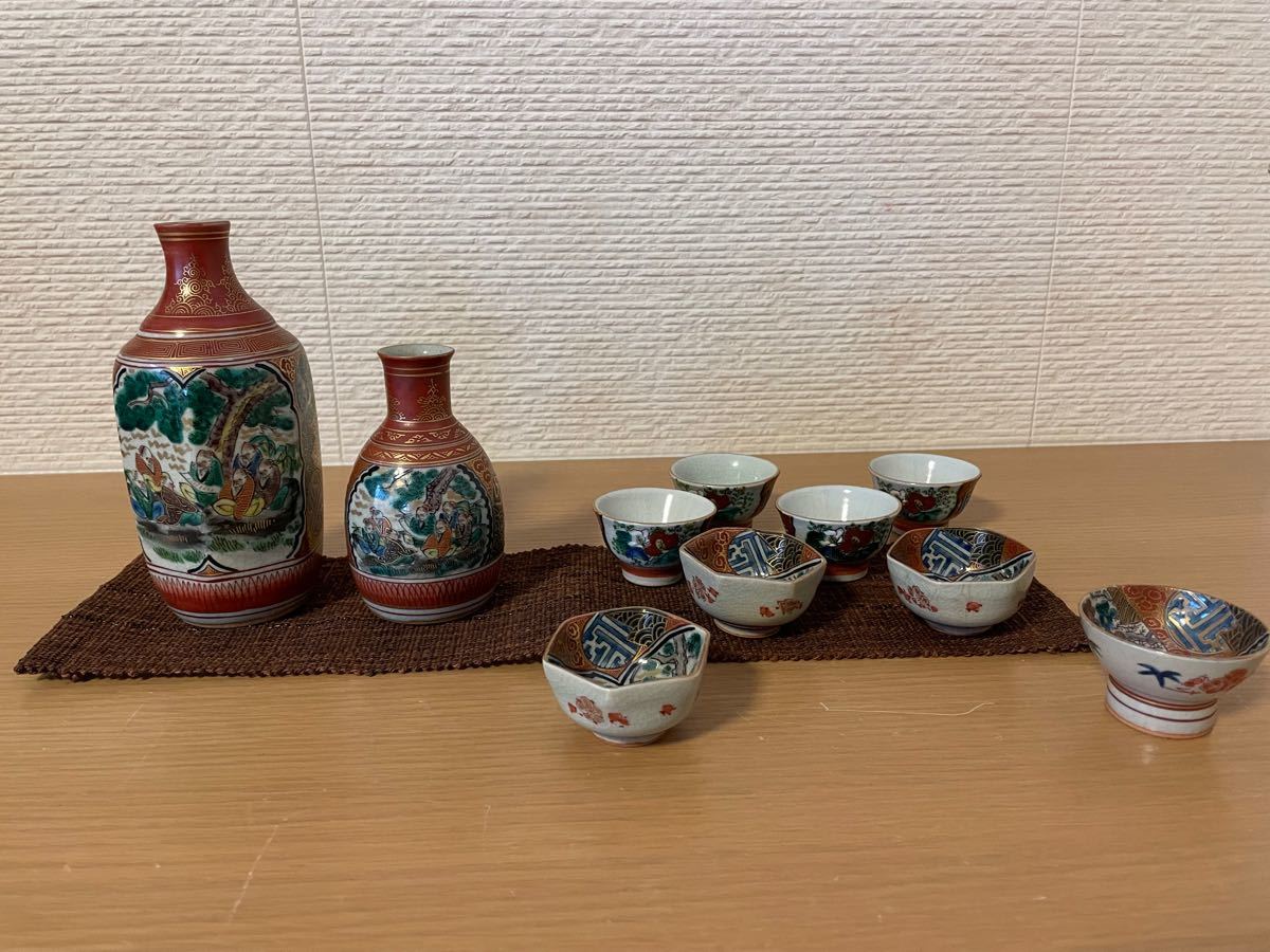 九谷焼 九谷庄三 酒器 徳利 花鳥唐人図 金彩 色絵 美品