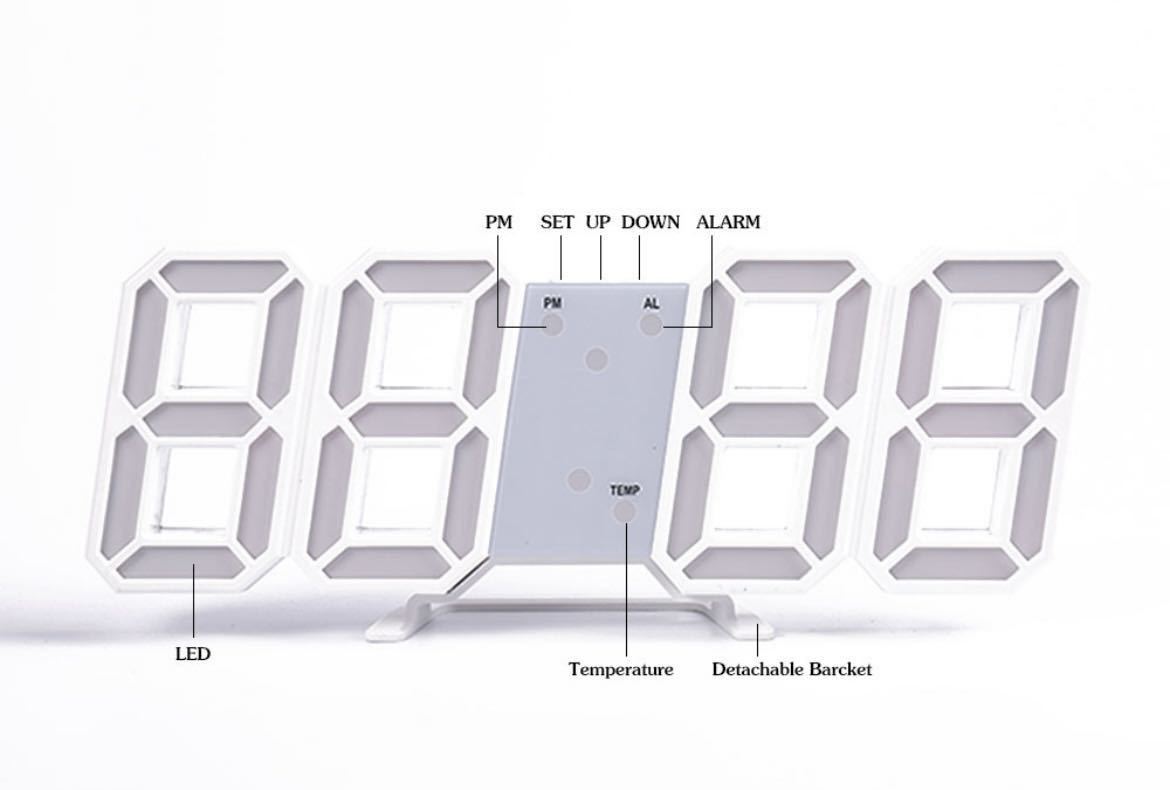 LED デジタル時計 壁掛け時計 置き時計 壁掛け 置時計 CLOCK 時計 アラーム インテリア ホワイト 252_画像9