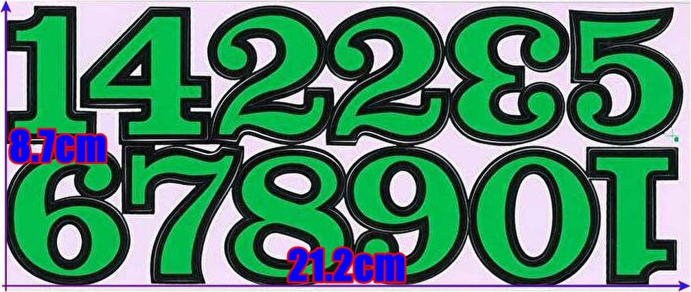 防水 PVC製 数字 ナンバー ステッカー 2点 セット キャラクター ナンバーリング 表札 ゼッケン スーツケース ネームプレート TSS-672GRBX2_画像2