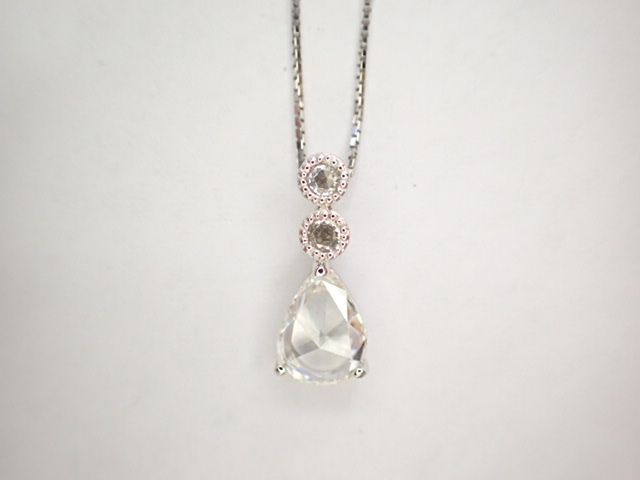 美品 Pt850×Pt950 ローズカット ダイヤ1.174ct ネックレス_画像2