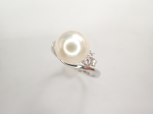 美品ミキモト Pt950 真珠 パール約9mm珠 ダイヤ リング 指輪 | www 